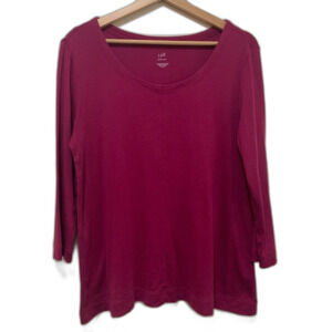 J. Jill Deep Pink 3/4 length sleeve seamed tee size medium